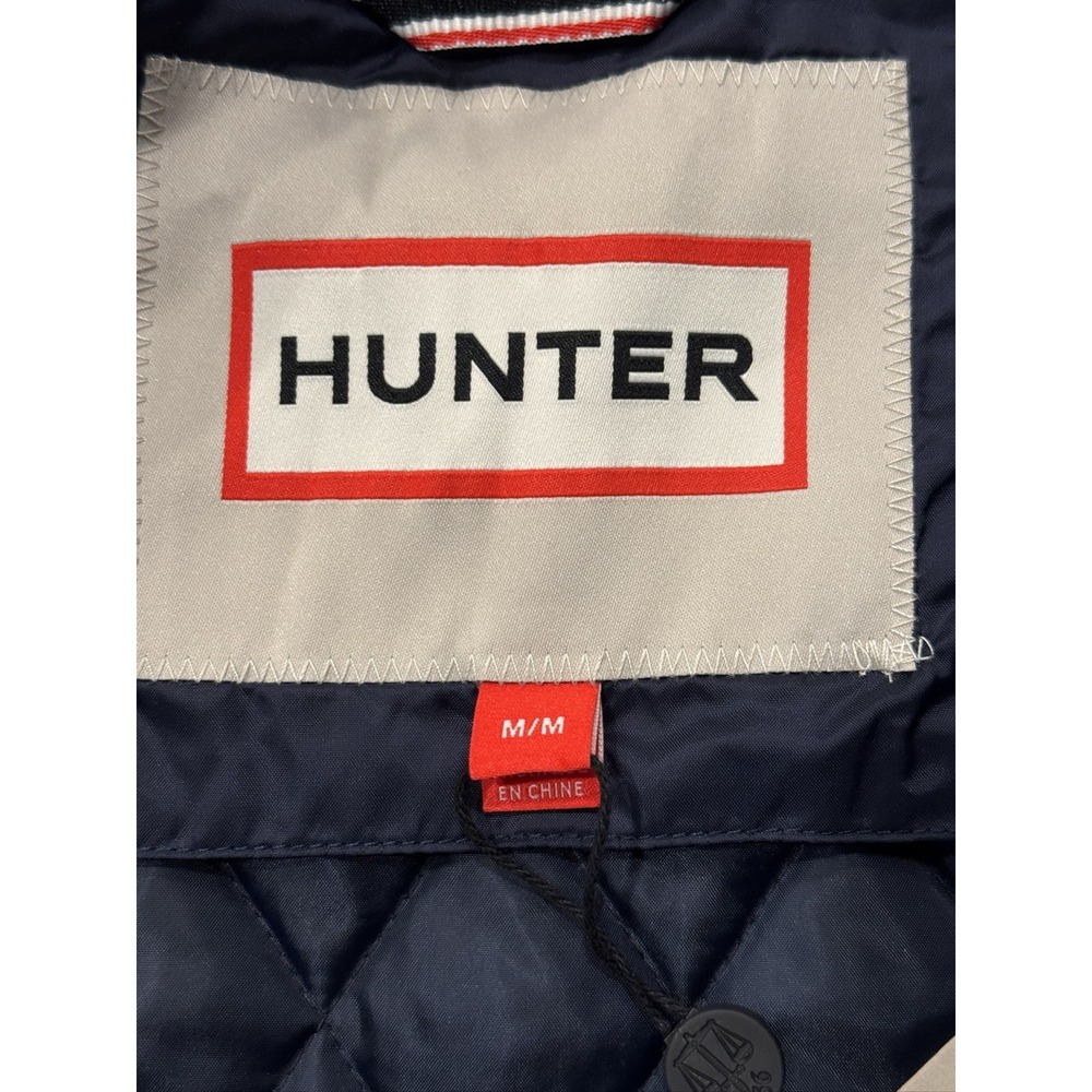 Hunter Rachel Quilted Jacket Women M Blue Snap Button Mid-Length Nylon Coat - Picture 13 of 15